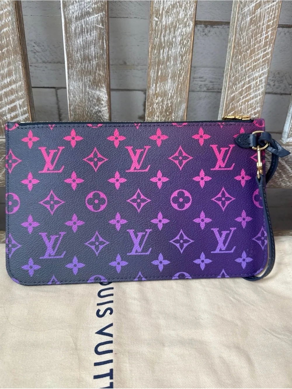 Louis Vuitton Monogram Midnight Fuschia Pouchette Wristlet from Neverfull MM - Picture 3 of 10